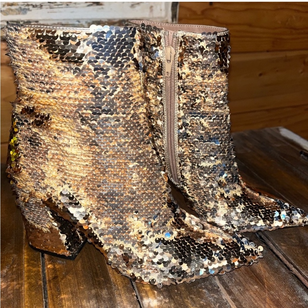 Madden Girl Sequin Booties Gold Silver